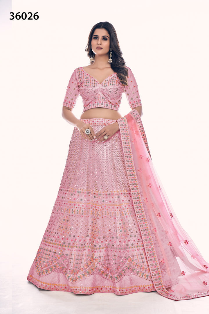 Exclusive Designer Lehenga Choli Set | Soft Net Bridal Lehenga for Women