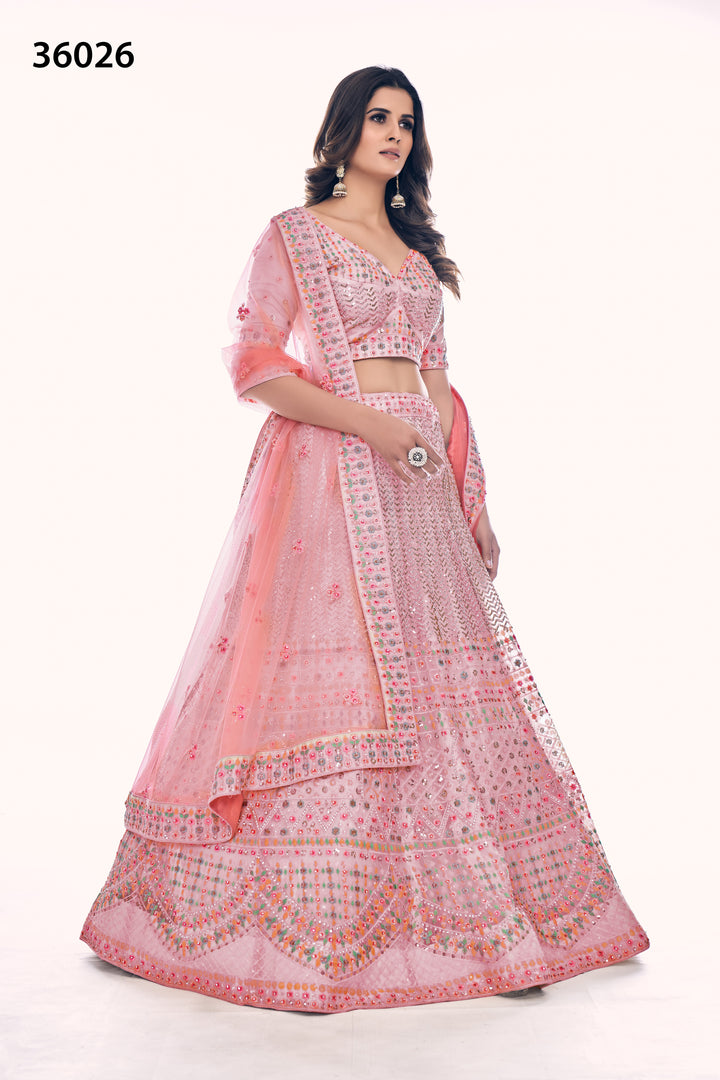 Exclusive Designer Lehenga Choli Set | Soft Net Bridal Lehenga for Women