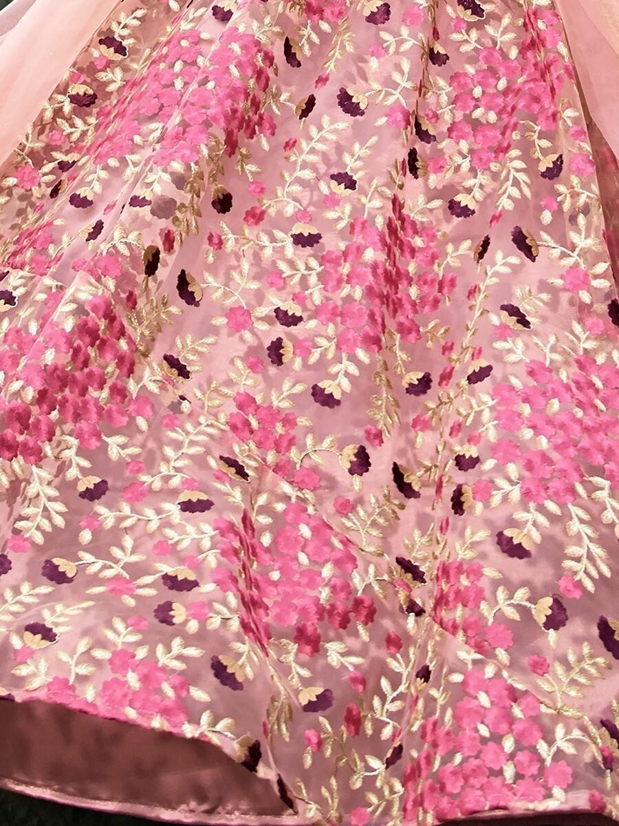 Luxurious Pink Thread Embroidered Lehenga Choli | Net Material & Zari Border