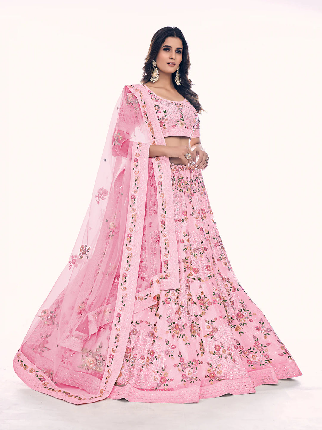 Designer Embroidered Lehenga Choli Set | Soft Net Lehenga for Women