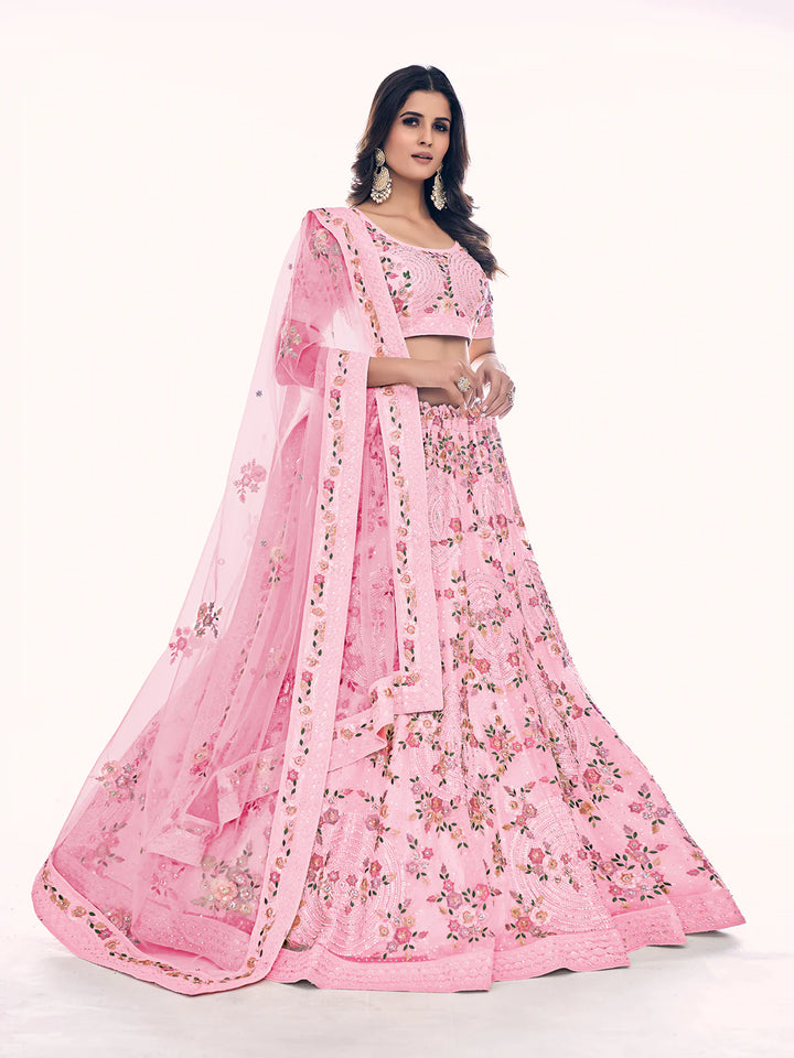 Designer Embroidered Lehenga Choli Set | Soft Net Lehenga for Women