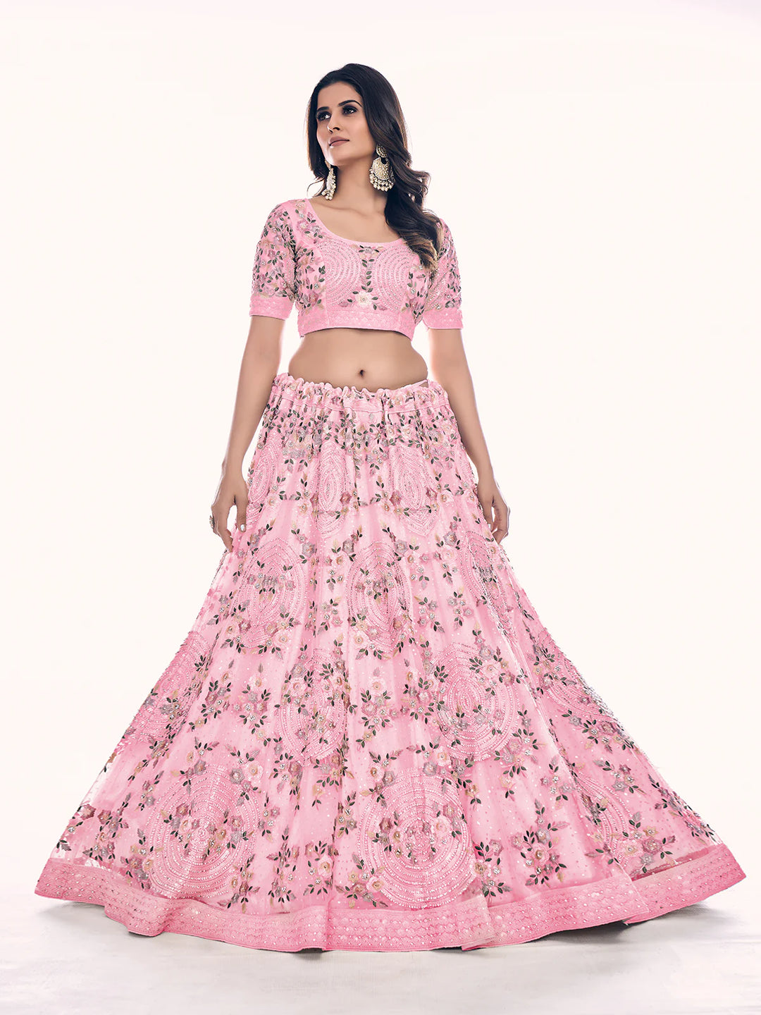 Designer Embroidered Lehenga Choli Set | Soft Net Lehenga for Women