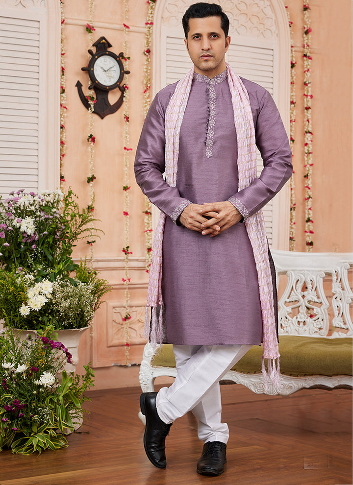 Modern Light Purple Kurta Pajama | Luxury Attire for Weddings & Special Moments