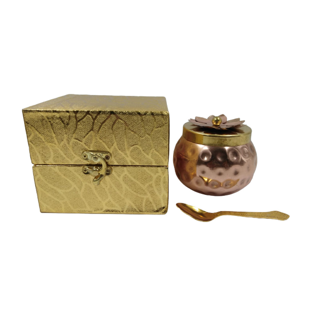 Unique golden and brown iron mukhwas container, a perfect gift choice for special occasions.