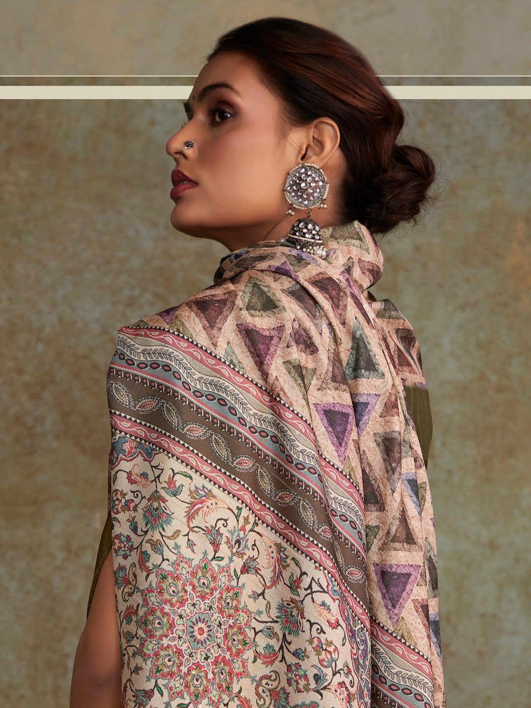 Vibrant color luxurious fabric exclusive attire crafted for elegance and style.