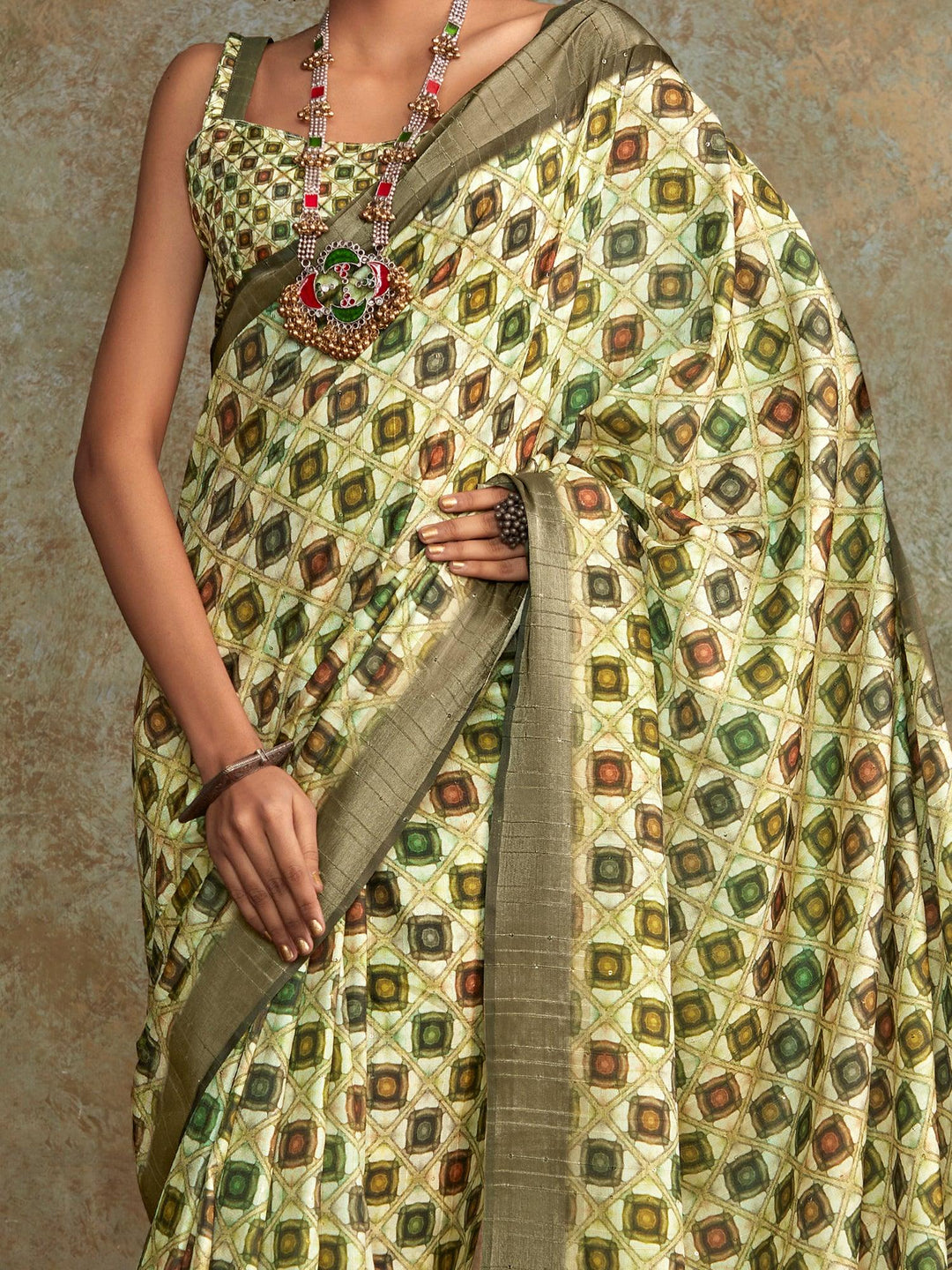 Vibrant color luxurious fabric exclusive attire crafted for elegance and style.