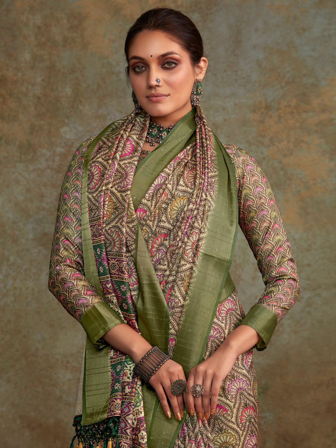 Vibrant color luxurious fabric exclusive attire crafted for elegance and style.