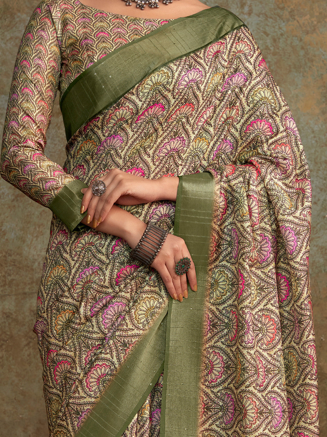 Vibrant color luxurious fabric exclusive attire crafted for elegance and style.