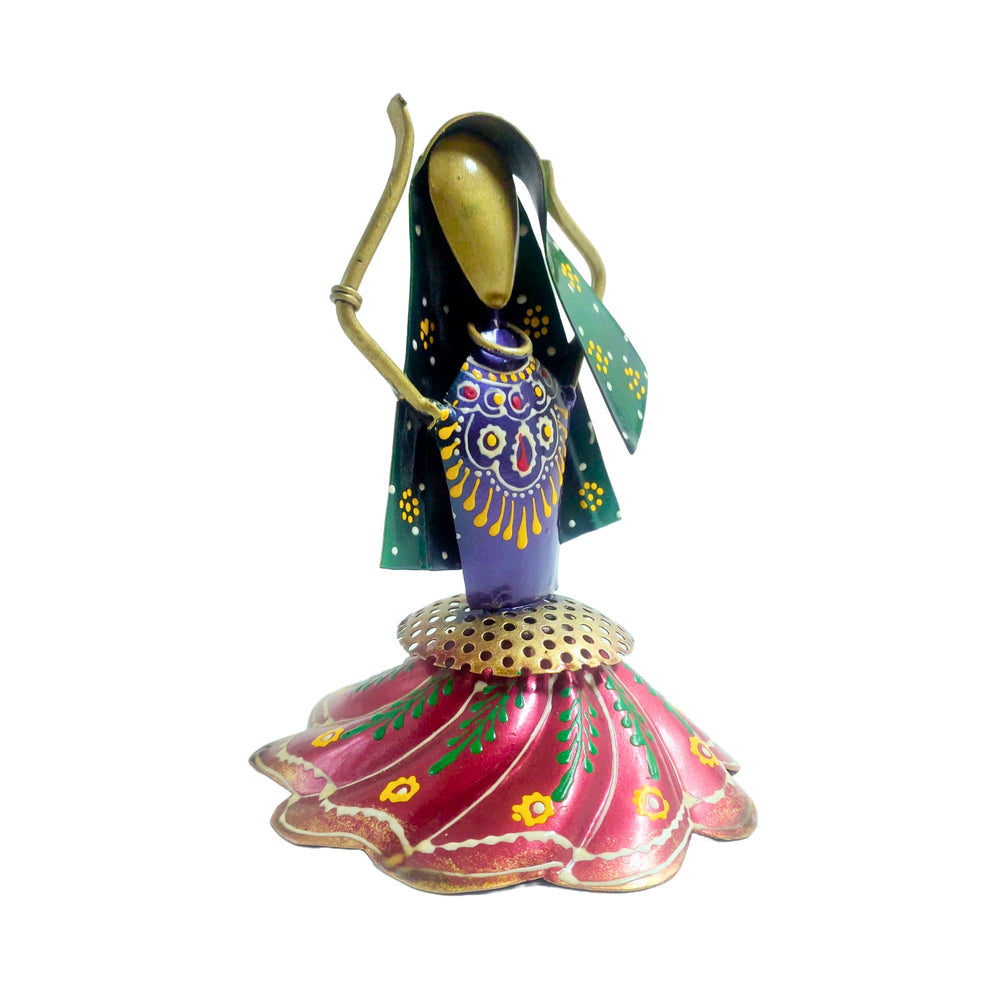 Colorful iron sculpture of a dancer, ideal for creating a lively atmosphere