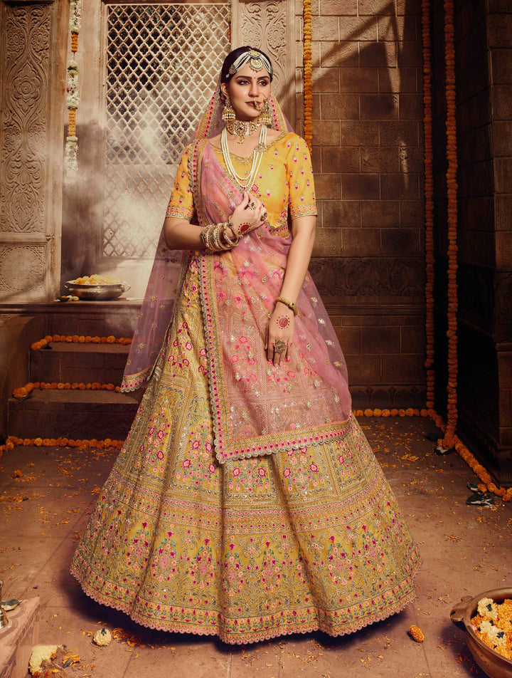 Elegant Yellow Lehenga | Organza with Poly Shantoon Lining