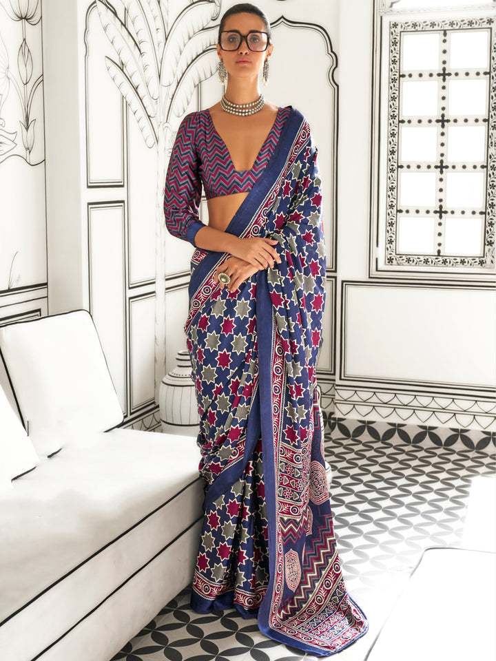 Purple satin saree crafted for elegance and style.