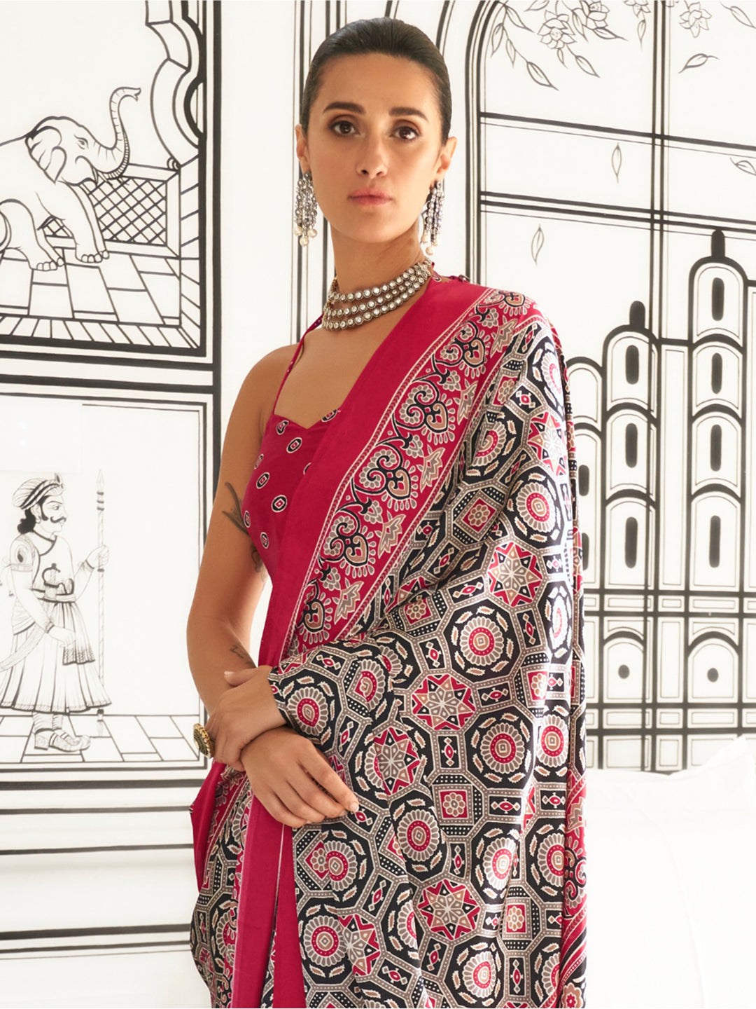 Vibrant color luxurious fabric exclusive attire crafted for elegance and style.