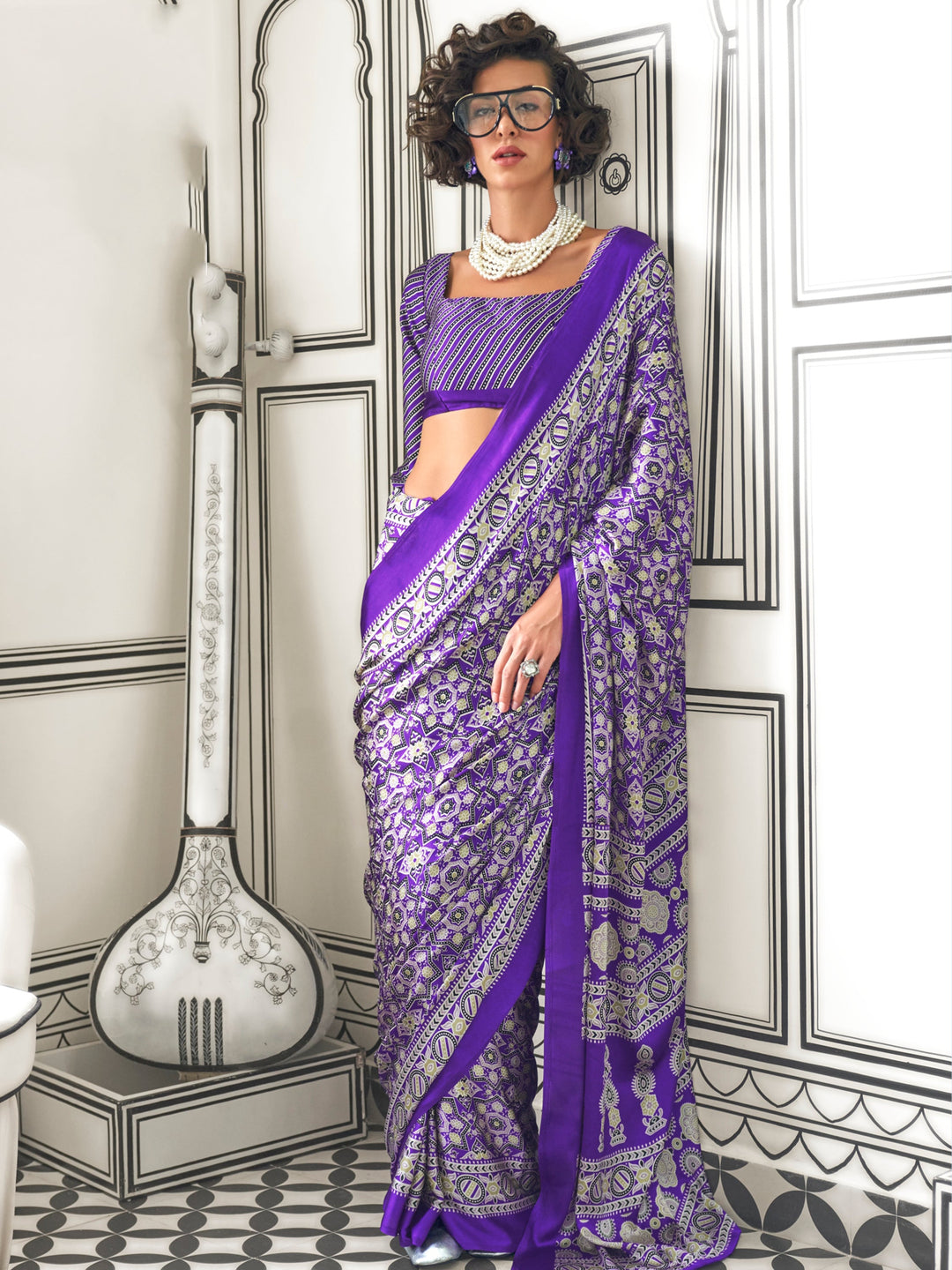 Vibrant color satin saree crafted for elegance and style.