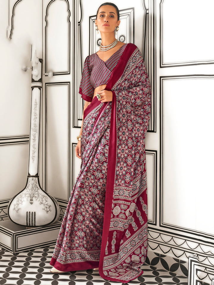 Vibrant color satin saree crafted for elegance and style.