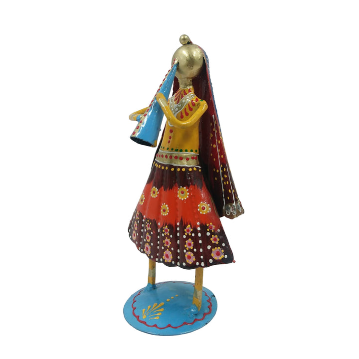 Colorful iron musical lady showpiece, enhancing artistic flair in your decor.