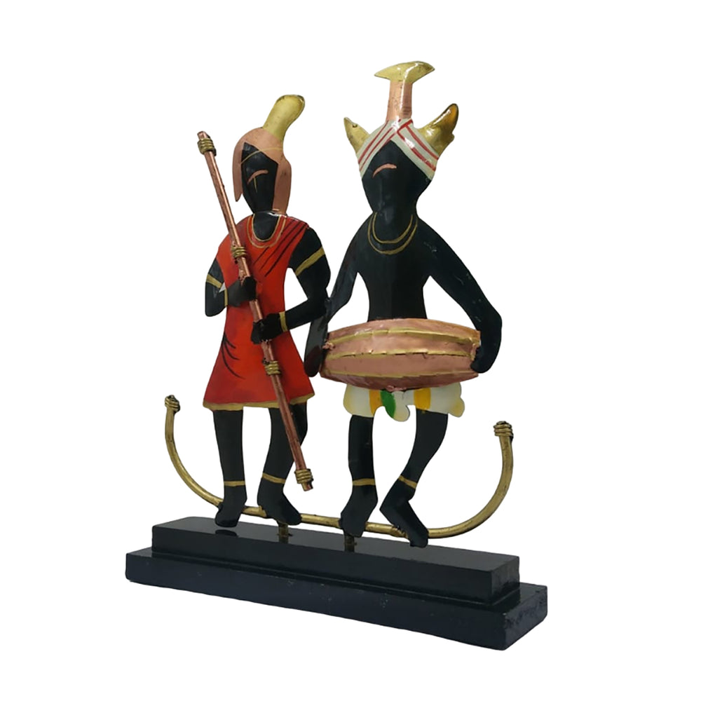 Decorative iron figurines of a couple playing music, perfect for any space