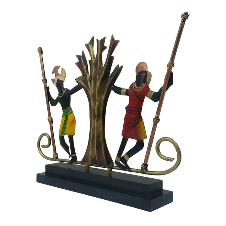 Unique multi-color iron man and woman sitting showpiece, bringing love and warmth to your space.