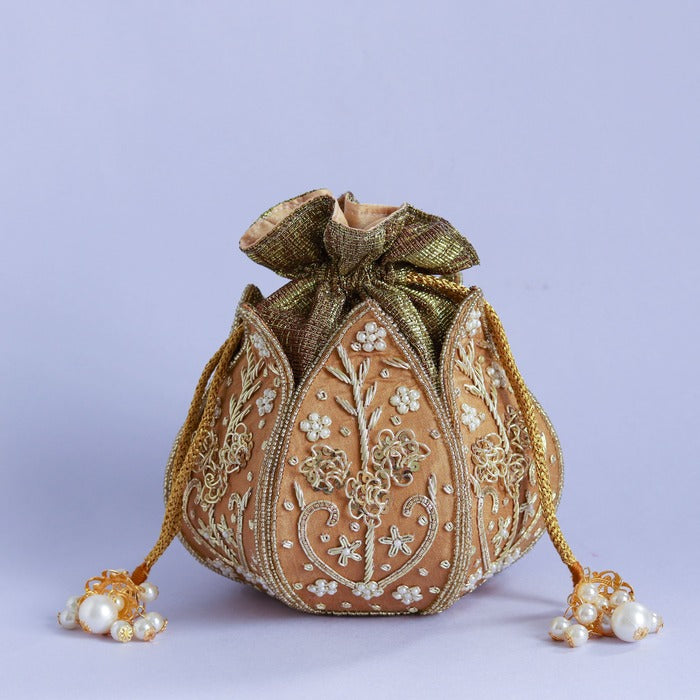 Pushp Zardozi Mini Lotus Potli | Handcrafted Indian Embroidered Bag