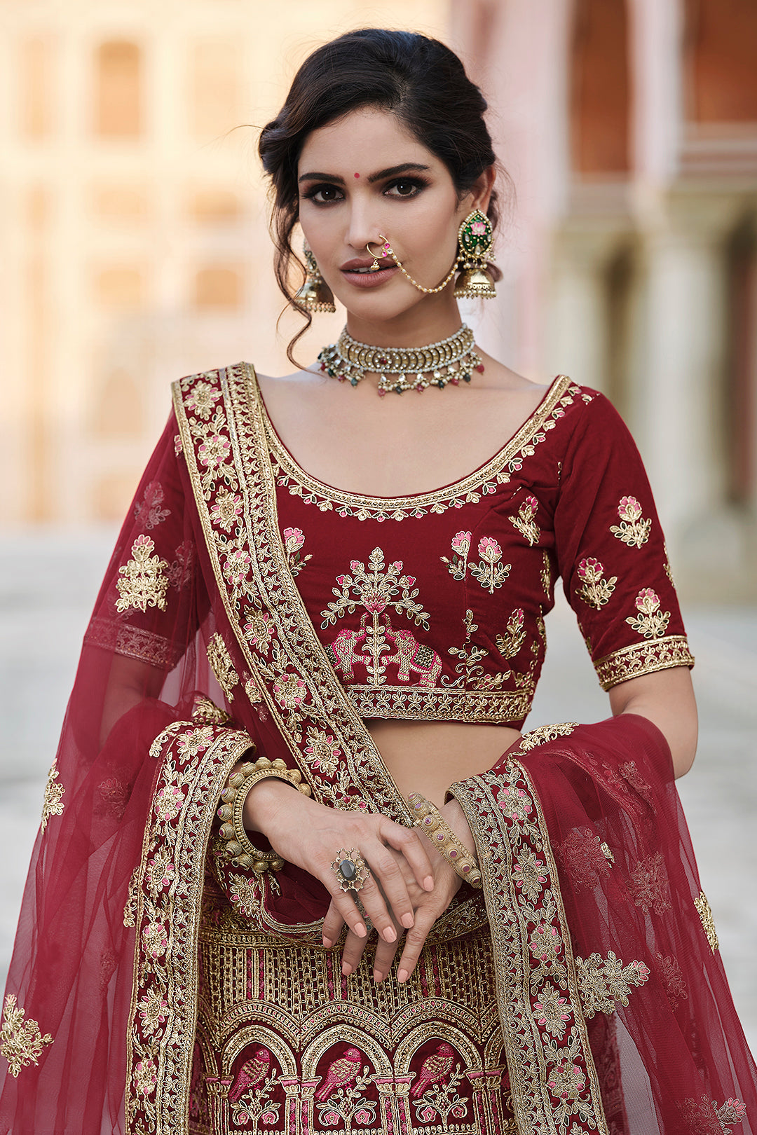 Luxury Velvet Lehenga Choli Set | Bridal Wear with Heavy Embroidery