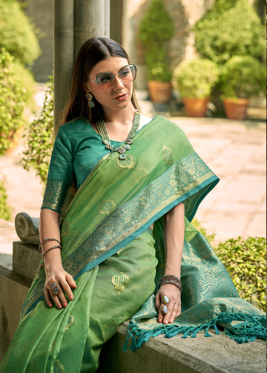 Designer Tissue Silk Saree | Stylish Bohemian Sadi for Special Events