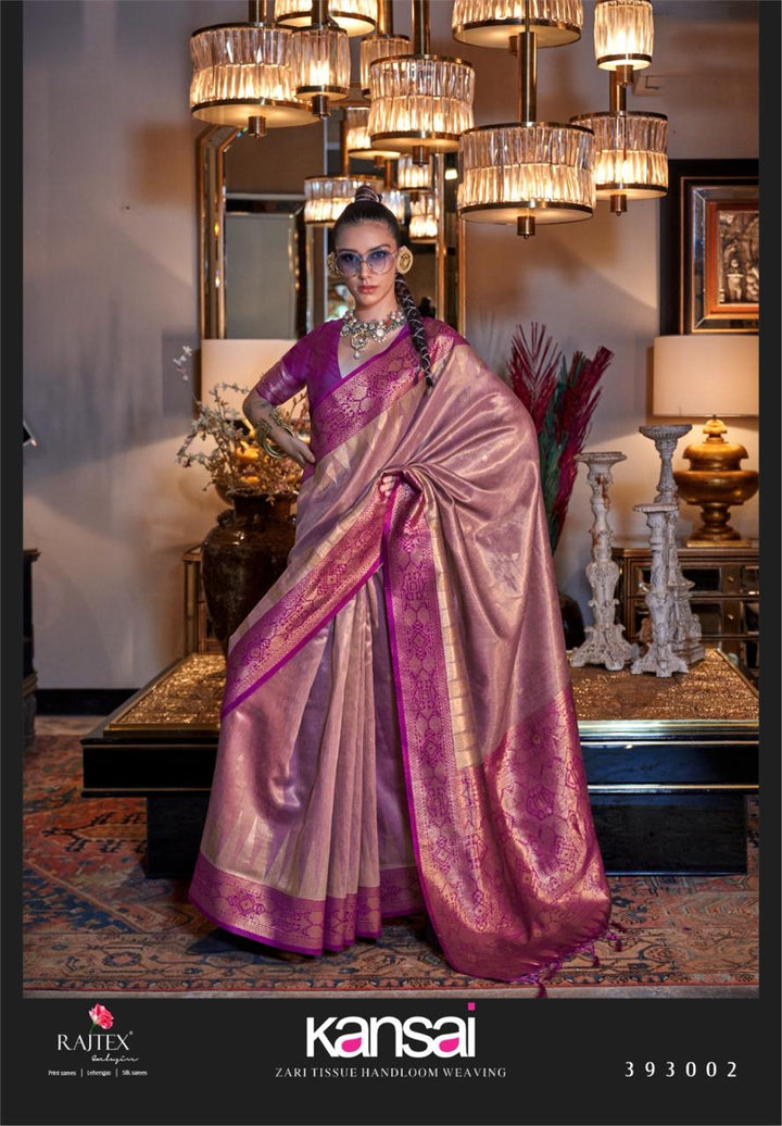 Zari Tissue Silk Saree with Contrast Pallu | Vintage Charm Meets Modern Elegance