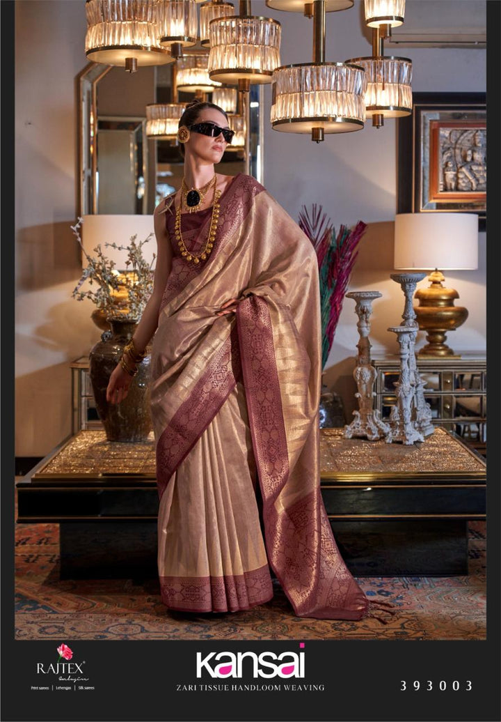 Zari Tissue Silk Saree with Contrast Pallu | Vintage Charm Meets Modern Elegance