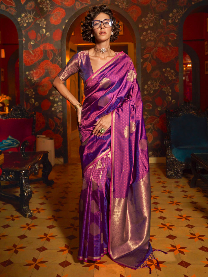 Purple silk saree crafted for elegance and style.