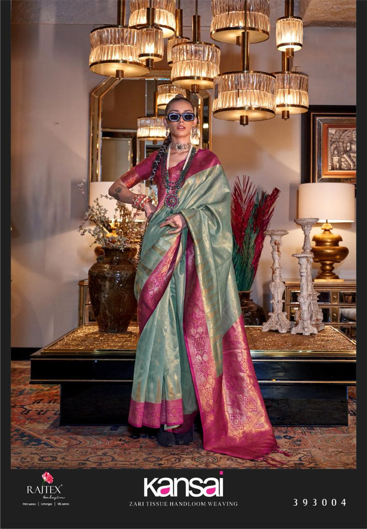 Zari Tissue Silk Saree with Contrast Pallu | Vintage Charm Meets Modern Elegance