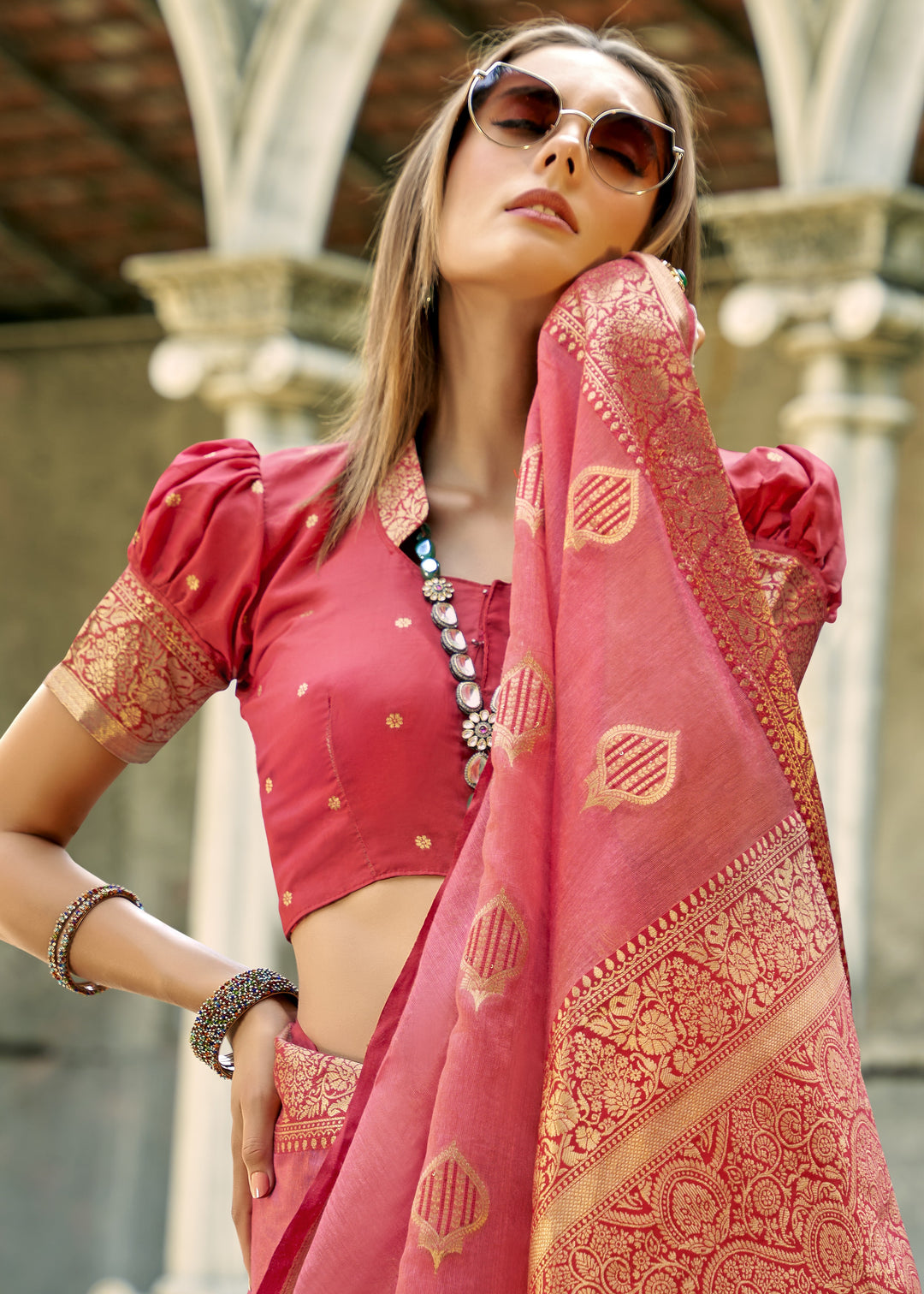 Designer Tissue Silk Saree | Stylish Bohemian Sadi for Special Events