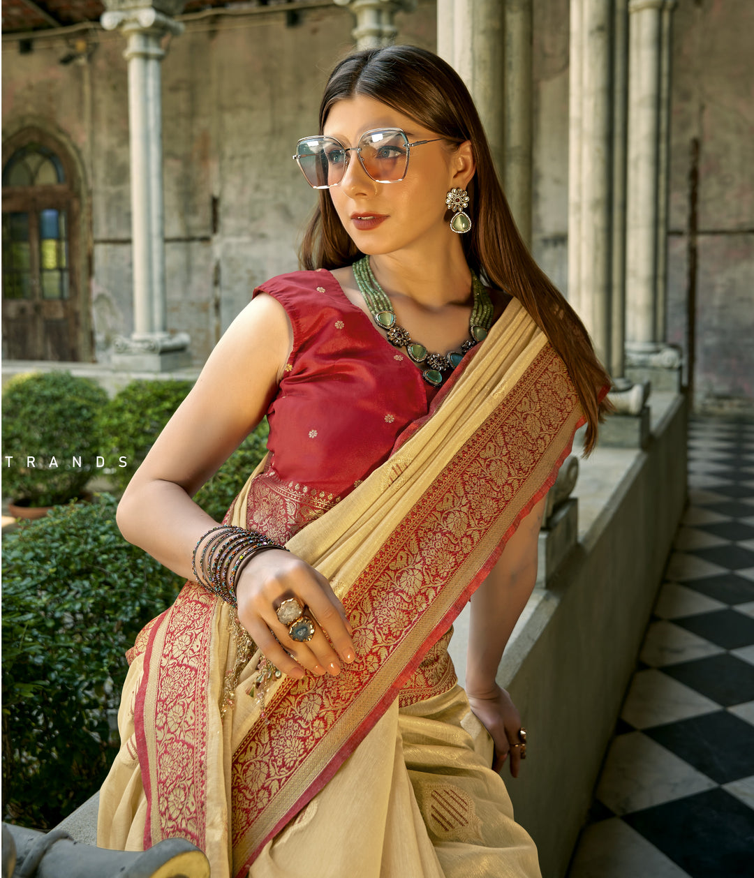 Designer Tissue Silk Saree | Stylish Bohemian Sadi for Special Events