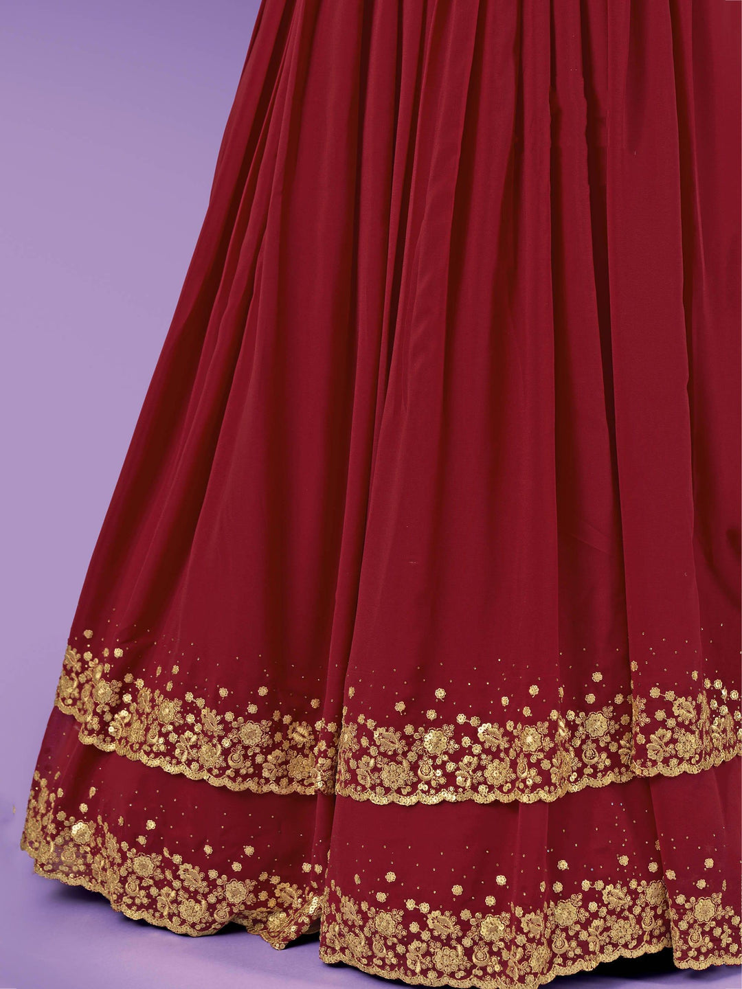 Beautiful Red Bridal Lehenga | Georgette with Zari & Sequin Detailing