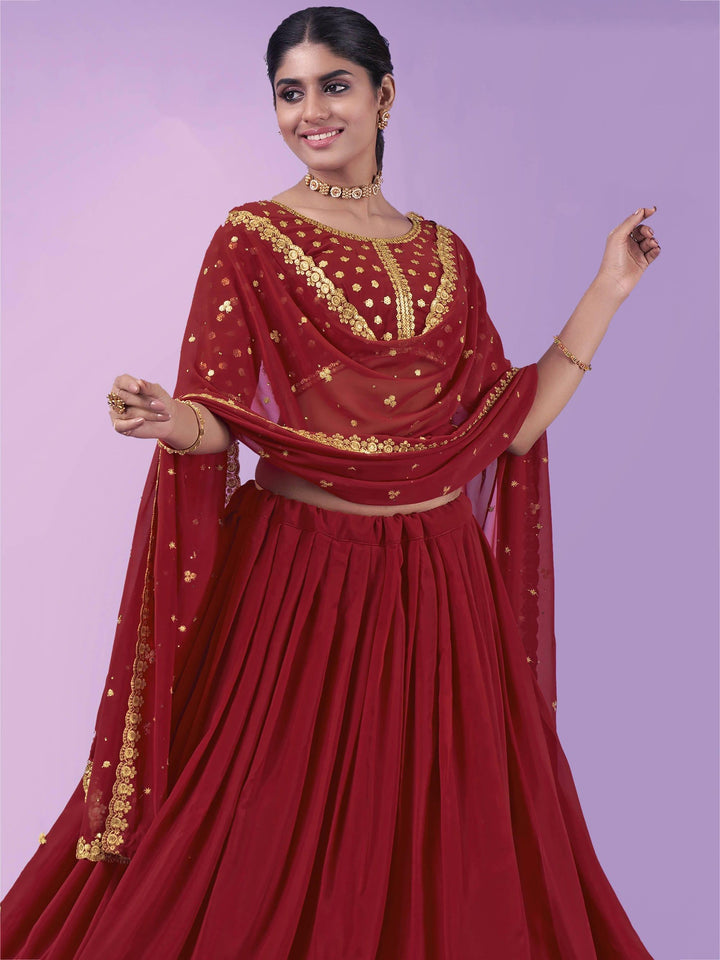 Beautiful Red Bridal Lehenga | Georgette with Zari & Sequin Detailing