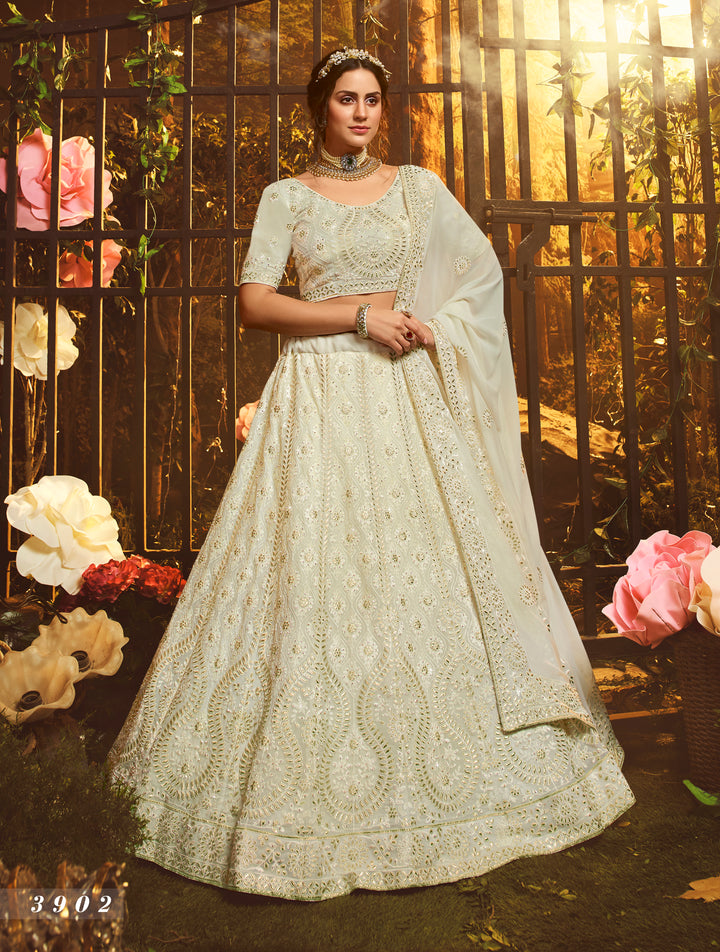 Stunning White Wedding Lehenga | Gota & Zarkan Embellished Georgette