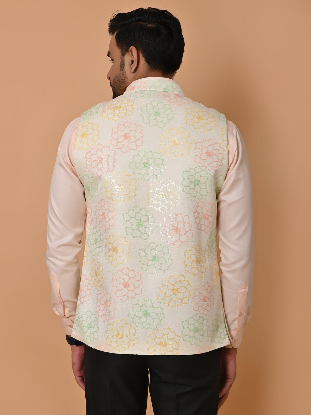 Sequence Multi Bandhgala Jacket | Embroidered Raw Silk Festive Wear