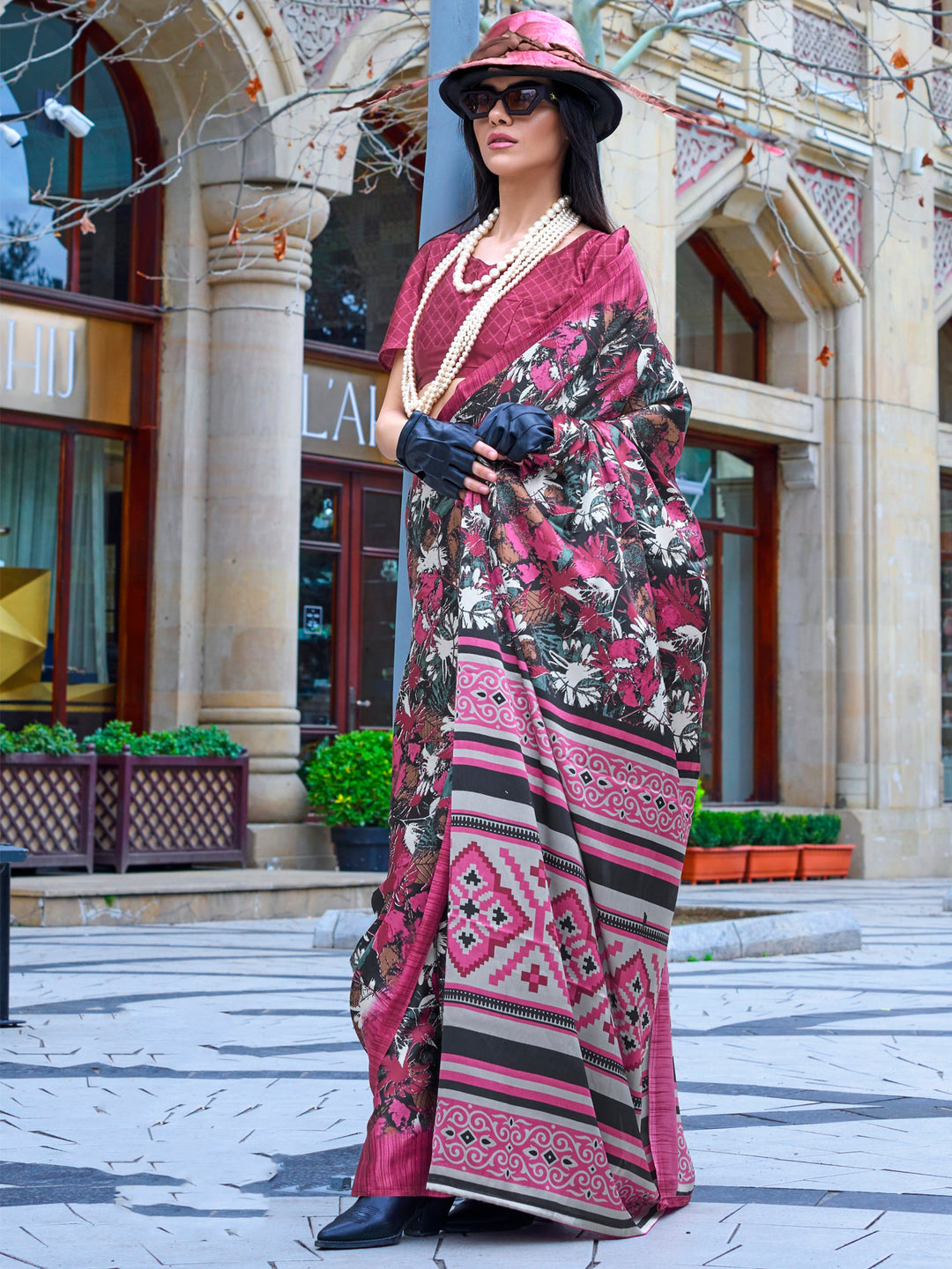 Pink silk saree crafted for elegance and style.