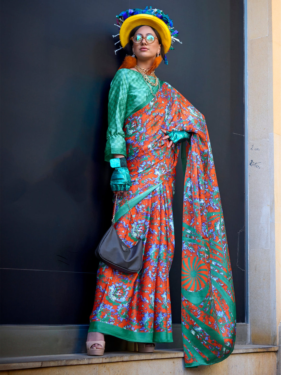 Orange silk saree crafted for elegance and style.