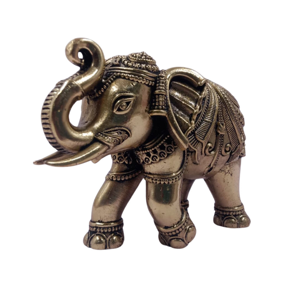 Handcrafted brass elephant display piece, perfect for gifting and interior decoration.