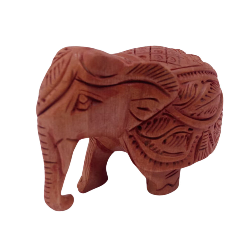 Handcrafted wooden elephant sculpture symbolizing wisdom and elegance