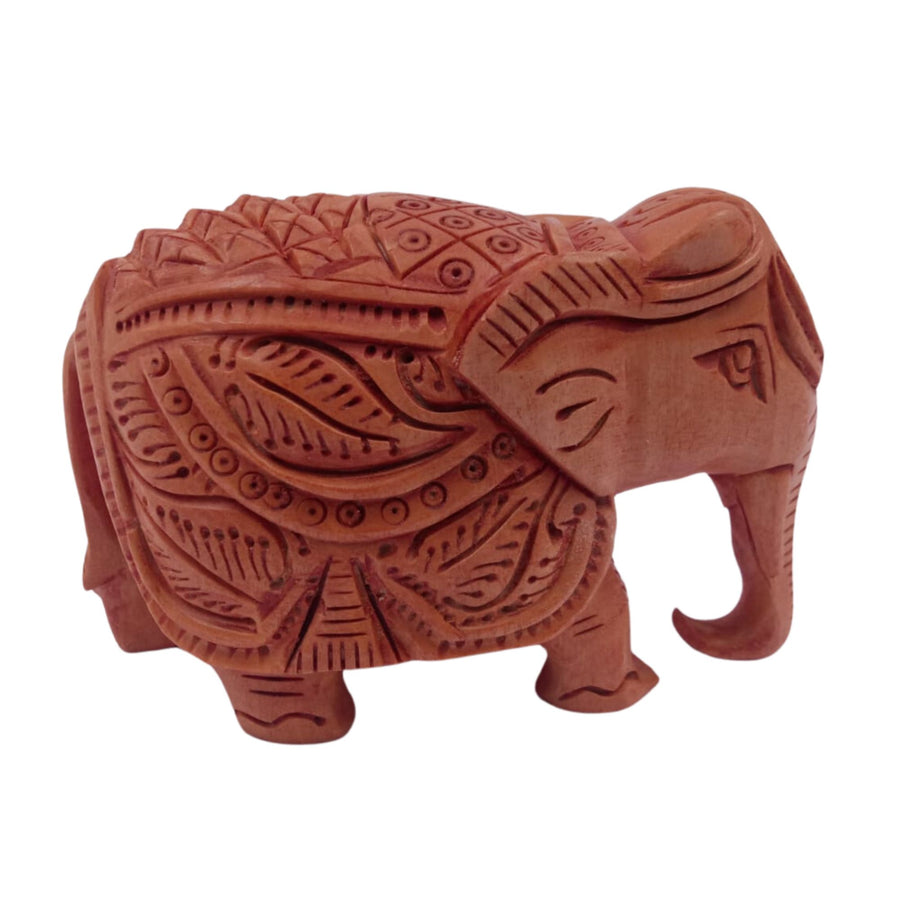 Handcrafted wooden elephant showpiece, beautifully detailed decor