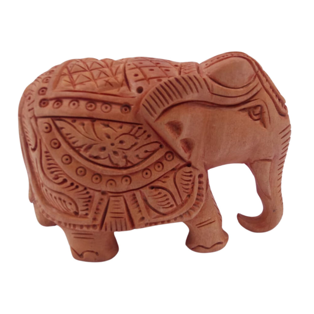 Elegant wooden elephant sculpture, intricate craftsmanship