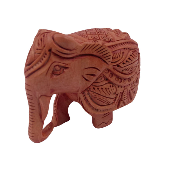 Decorative wooden elephant art piece, handcrafted elegance