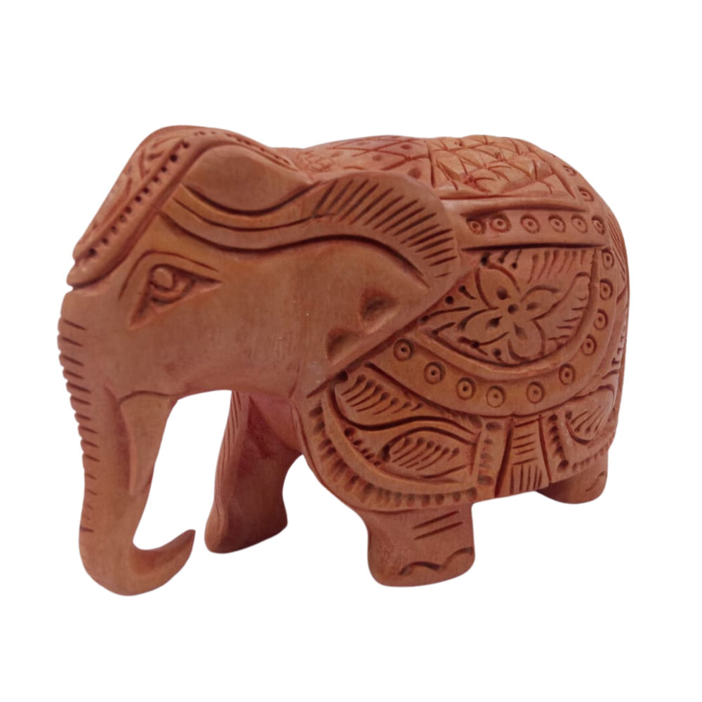 Decorative wooden elephant figurine, down trunk design for home