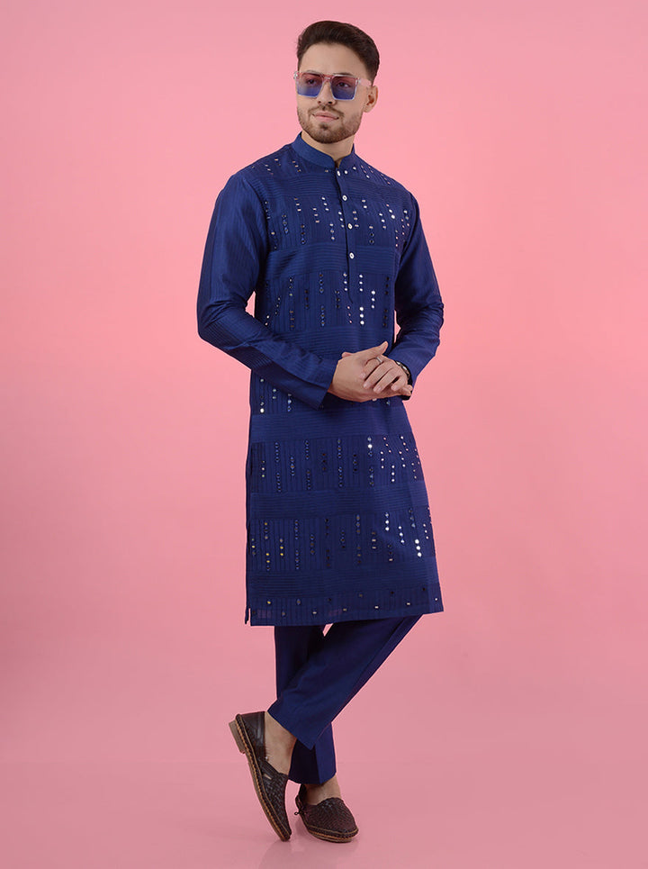 Stylish blue kurta pajama for men, ideal for impressing at gatherings.