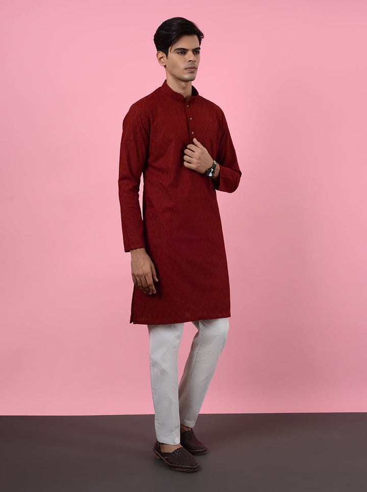 Experience elegance and comfort in this beautifully crafted Red Kurta Pajama.