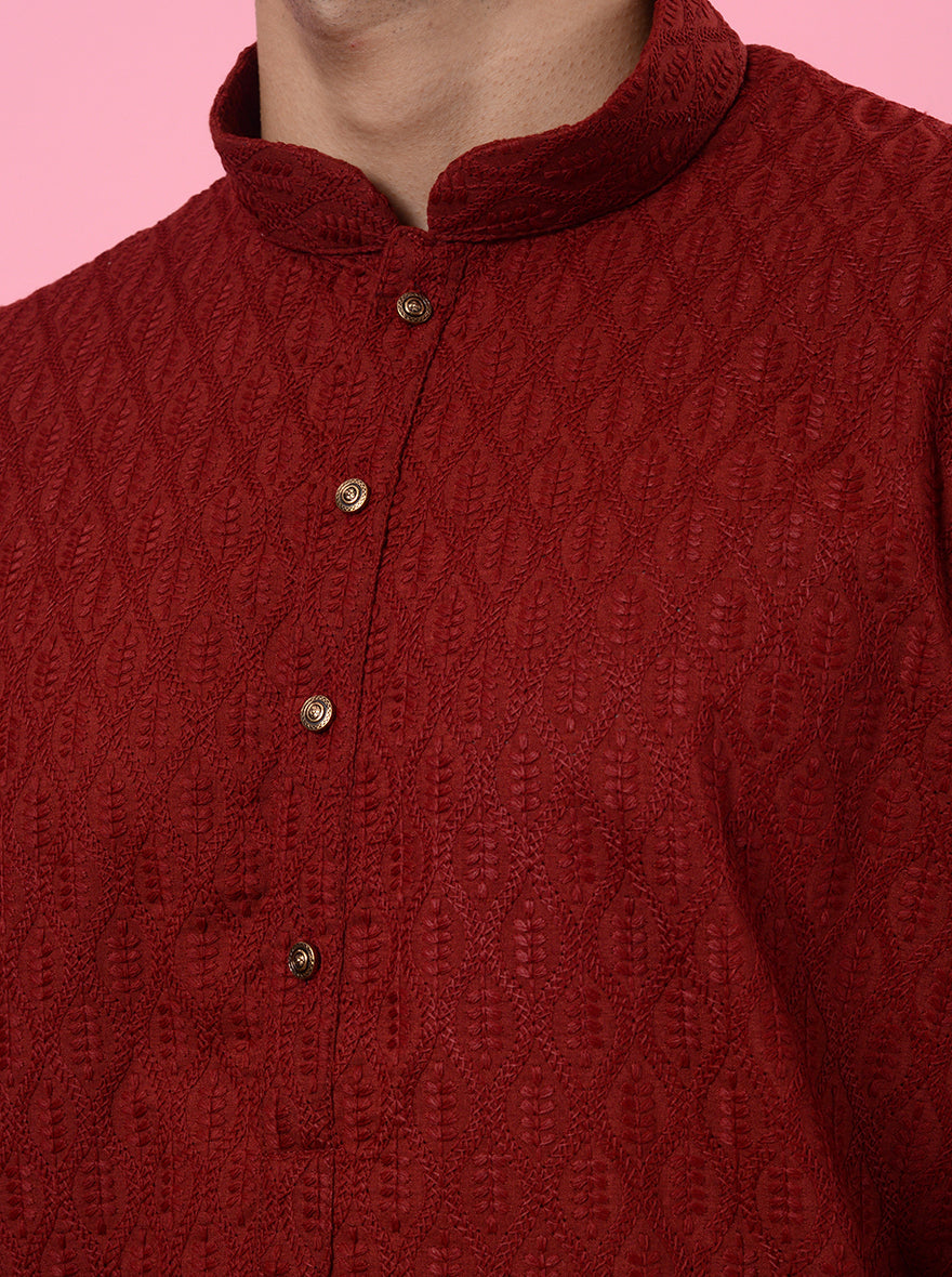 Perfect for festive events, this Red Kurta Pajama adds flair to your wardrobe.