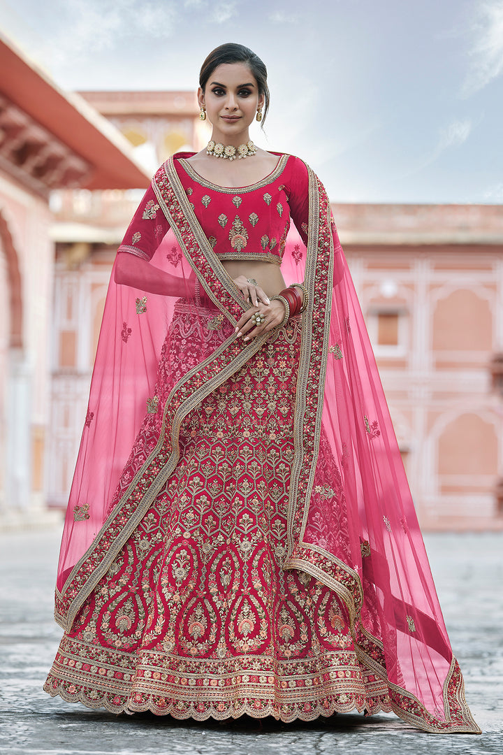 Maroon Velvet Bridal Lehenga | Indian Lehenga Choli for Women