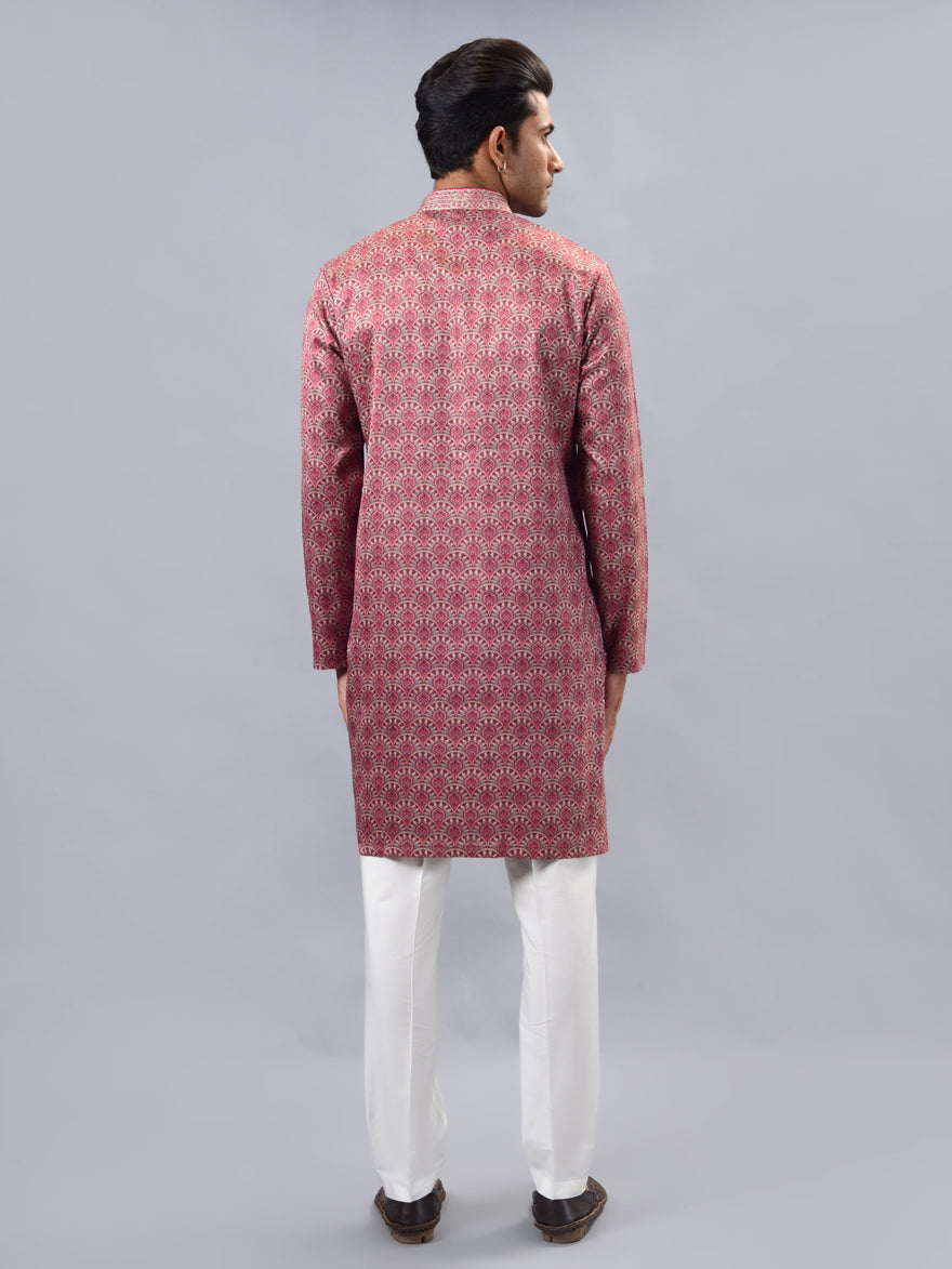 Men’s crimson red kurta pajama, USA cultural festive wear