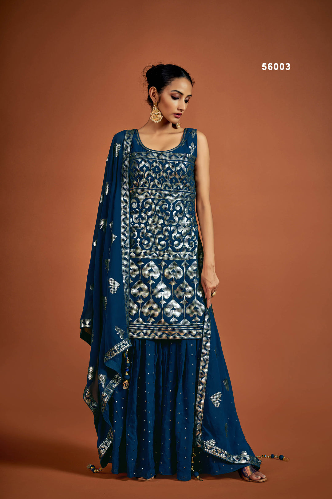 Navy Blue Georgette Salwar Suit | Elegant Sequins Ethnic Wear