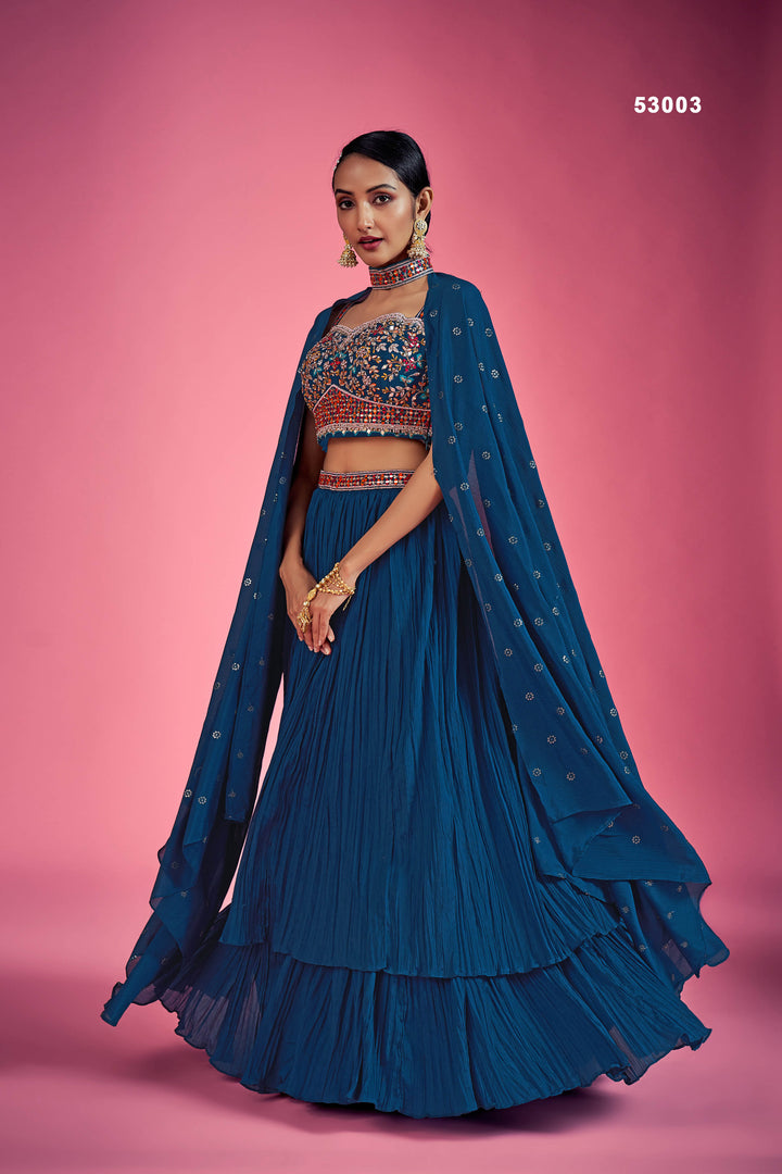 Ready to Wear Mirror Work Lehenga | Sequinned Lehenga with Dupatta