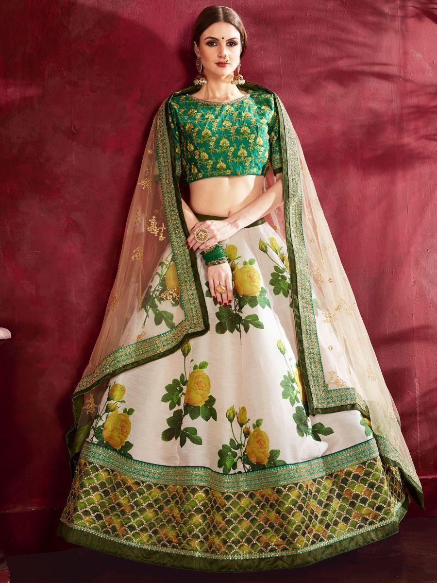 Banglori silk wedding lehenga with floral and zari embroidery